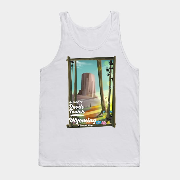 Devils Tower Wyoming travel poster Tank Top by nickemporium1